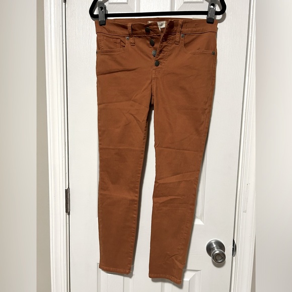 Madewell Denim - New MADEWELL 9” Mid Rise Skinny Button Fly Rust Colored Jeans, Size 26P
